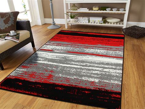cheap black grey red and white area rug